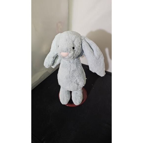 Jellycat Bashful Beau Blue Bunny Rattle Plush Stuffed Animal Retired - Picture 1 of 5